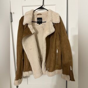 Boohoo man suede and fur jacket